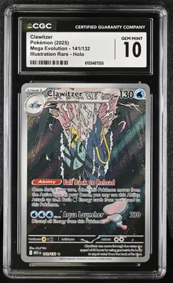 2025 POKEMON MEG EN-MEGA EVOLUTION ILLUSTRATION RARE #141 CLAWITZER CGC 10 - Image 1