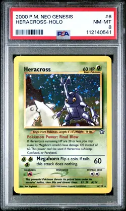 2000 POKEMON NEO GENESIS #6 HERACROSS-HOLO PSA 8 - Image 1
