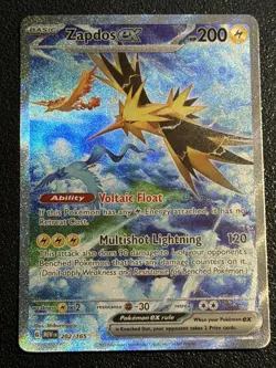 2023 The Pokemon Company Pokemon TCG Zapdos ex #202/165 151 SIR Full Art Holo NM - Image 2