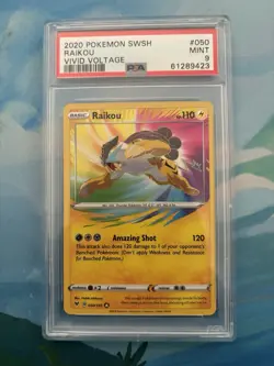 Raikou Amazing Rare - 2020 Pokemon SWSH Vivid Voltage - #050/185 PSA 9 Mint - Image 1