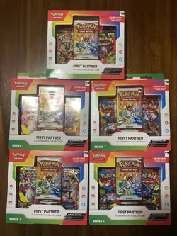 Lot Of 5 Pokemon First Partner Illustration Collection Series 1 New Sealed - Image 1