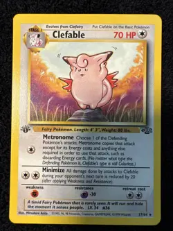Clefable 17/64 Pokemon 1st Edition Jungle 1999 LP/NM Non-Holo - Image 1