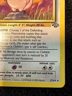 Clefable 17/64 Pokemon 1st Edition Jungle 1999 LP/NM Non-Holo - Image 4