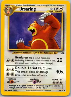 Ursaring 34/75 Neo Discovery Rare Unlimited Pokemon - Image 1