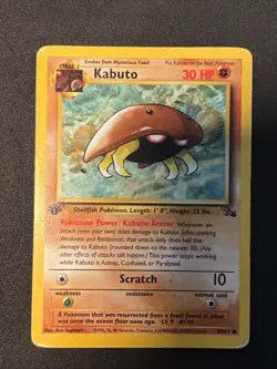 Pokemon KABUTO 50/62 - 1st Edition Fossil - Very HP - Image 1