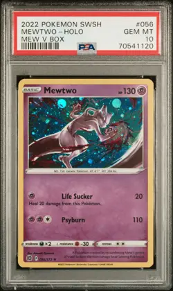 Pokemon SWSH Mewtwo 56 Cosmos Holol PSA 10 Holo Bleed Swirl Fist Pop 1 First! - Image 1