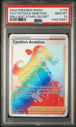 2022 POKEMON SWORD & SHIELD BRILLIANT STARS FULL ART/CYNTHIA'S AMBITION PSA 10 - Image 1