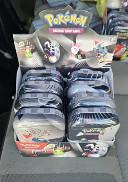 Pokemon Black Bolt & White Flare Unova Mini Tin Full Art Set of 8 Display Box - Image 1