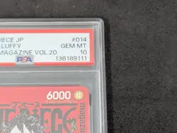 PSA 10 Gem Mint ONE PIECE Magazine Vol.20 Monkey D Luffy Promo japanese - Image 3