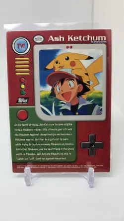 1999 Topps Pokemon Series TV1 Ash Ketchum Foil Holo Black Logo - Image 2
