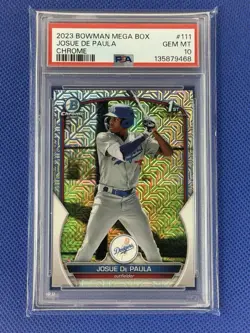 2023 Bowman Chrome Josue De Paula 1st Mega Box Mojo Refractor Dodgers PSA 10 GEM - Image 1