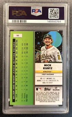 2025 Topps Cosmic Chrome Nick Kurtz RC PSA 10 #183 Athletics Rookie - Image 2