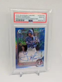 PSA 10 YEISON MORROBEL AUTO 2022 Bowman Chrome BLUE HTA REFRACTOR/150 GEM MINT - Image 1