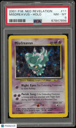 2001 Pokemon Neo Revelation Misdreavus Holo 11/64 PSA 8 - Image 1