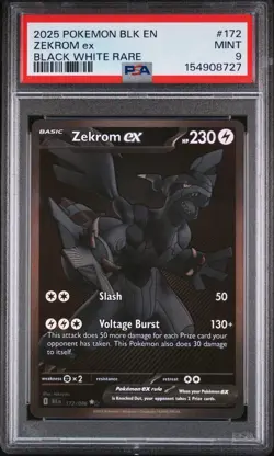 2025 POKEMON BLK EN-BLACK BOLT BLACK WHITE RARE #172 ZEKROM EX PSA 9 - Image 1