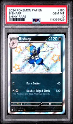 BISHARP 186/091 SHINY RARE PALDEAN FATES POKEMON PSA 10 - Image 1