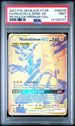 2021 POKEMON SM BLACK STAR PROMO #SM248 FULL ART/PIKACHU & ZEKROM GX PSA 9 - Image 2