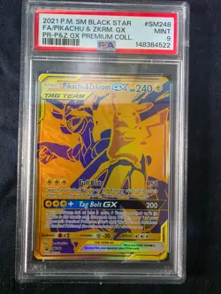 Pokemon 2021 Pikachu & Zekrom GX SM Black Star SM248 Full Art Promo Holo PSA 9 - Image 1