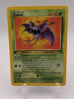 Zubat 1st Edition 57/62 Fossil Set - Common Pokemon Card - VG - Image 1
