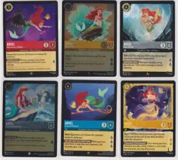 Disney Lorcana 6 Card " Ariel" Assorted Lot Includes 2 foils - Image 1