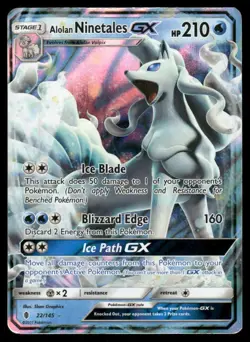 Pokemon Cards Alolan Ninetales GX 22/145 Guardians Rising Holo Ultra Rare LP - Image 1