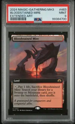 MTG Bloodstained Mire Extended Art Modern Horizons 3 (MH3) Rare #463 PSA 9 Mint - Image 1