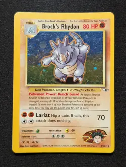 Brock's Rhydon 002/132 Gym Heroes Holo Pokemon TCG WoTC - Image 1