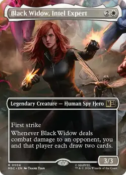 Black Widow, Intel Expert Borderless Marvel Super Heroes NM MTG - Image 1