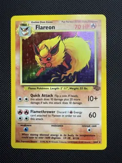 Pokemon TCG Flareon Holo Rare Unlimited Card 3/64 Jungle - Image 1