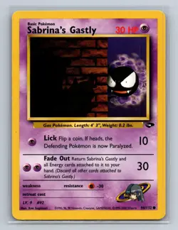 Pokemon Sabrina's Gastly 96/132 Common Gym Challenge LP - Image 1