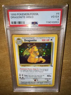 Pokemon Dragonite 4/62 1999 Unlimited Fossil Holo Rare! PSA 4 VG-EX! - Image 1