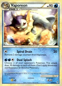 Vaporeon 52/95 Uncommon Call of Legends Pokemon Lightly Played - Image 1