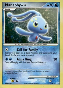 Manaphy 4/12 Holo Common DP Trainer Kit: Manaphy & Lucario Pokemon LP - Image 1