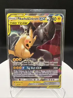 Pokemon Pikachu & Zekrom GX 33/181 SM-Team Up Ultra Rare Holo Tag Team - Image 1