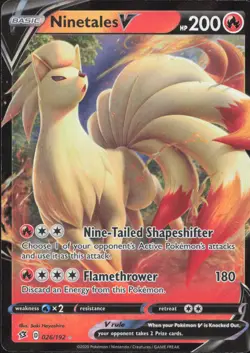 Ninetales V 026/192 Holo V Rare Rebel Clash Pokemon Near Mint - Image 1