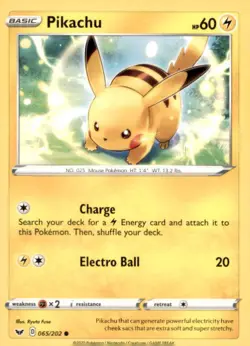 PIKACHU 065/202 COMMON SWORD & SHIELD POKEMON NEAR MINT - Image 1