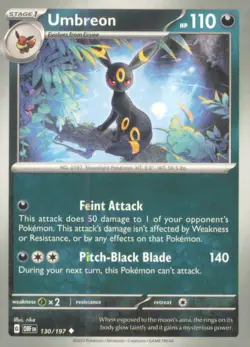 UMBREON 130/197 UNCOMMON OBSIDIAN FLAMES POKEMON NEAR MINT - Image 1