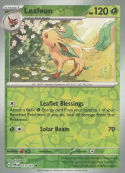 LEAFEON 011/167 UNCOMMON TWILIGHT MASQUERADE POKEMON REVERSE HOLO NEAR MINT - Image 1