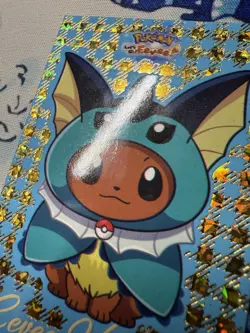 Poncho Eevee Vaporeon Gold Foil Box Topp Let's Go Eevee Database Pokemon Set - Image 3