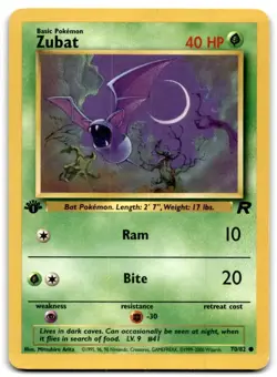 Zubat 70/82 Team Rocket 1st Edition Common Light Play Pokemon DNA GAMES - Image 1