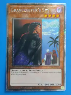 Near Mint Yugioh Gravekeeper's Spy RA03-EN121 - 1st Edition Platinum Secret Rare - Image 1