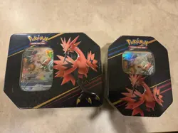 Sealed Pokemon 2023 TCG Crown Zenith Tins Zapdos TCG 9 Booster Packs Total - Image 1