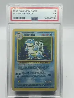 Pokemon TCG Blastoise 2/102 Base Set Holo Rare PSA 5 - Image 1