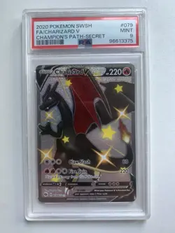 2020 Pokemon TCG Champions’ Path Shiny Charizard V 79/73 Secret PSA 9 - Image 1