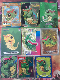 Caterpie Fan Art Bundle of 9 Cards + Stickers NOT Official Pokemon PL-NM - Image 1