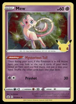 Pokemon Cards Mew 011/025 Celebrations Holo Rare NM *1 - Image 1