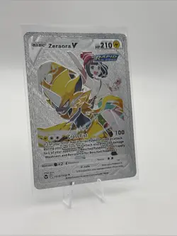 Zeraora V TG16/TG30 Silver Tempest Trainer Gallery Textured Metallic Foil Card - Image 1