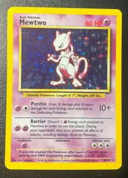 Mewtwo Holo Rare Base Set 10/102 Pokemon Card NM / MT - WOTC 1999 - Image 1