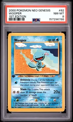 Pokemon TCG Wooper Pokemon Neo Genesis 1st Edition 82 PSA 8 - Image 1