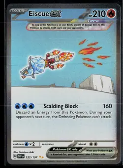 Eiscue ex 222/197 Obsidian Flames Special Illustration Rare Pokemon - Image 1